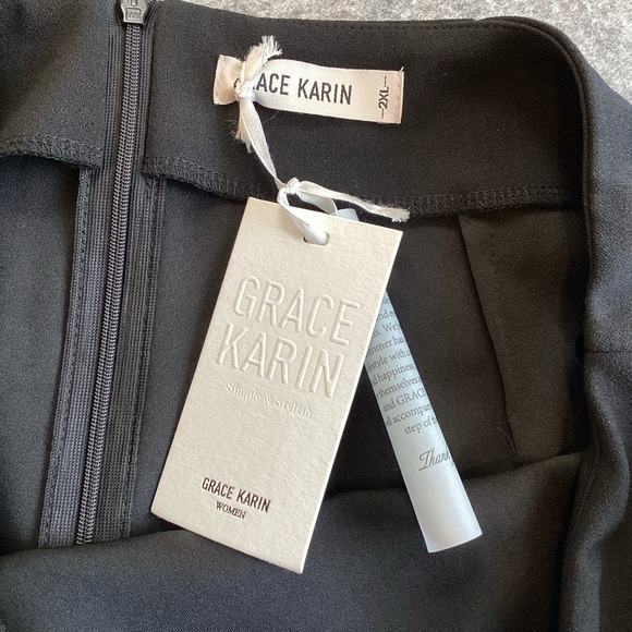 Grace Karin Black Laser Scalloped Hem Pencil Skirt, Size 2XL NEW - Picture 2 of 7